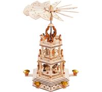 Piramide di Natale Foresta 44 cm a 3 Livelli in Legno Figure Dipinta a Mano