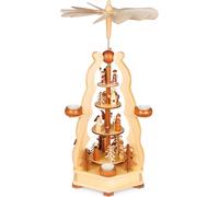 Brubaker Piramide Natalizia in Legno - con Re, Cantori, Maria, Giuseppe e Gesù - Modello da 55 cm per Natale - Elegante e Raffinata, per 6 Candeline da Tavolo - Dipinta a Mano con Dettagli Unici