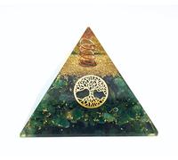 Piramide di orgonite con vere pietre preziose, armonizzazione energetica con pietre curative, spirale in rame, albero della vita, protezione energetica, fortuna, armonia (avventurina verde (verde), 6