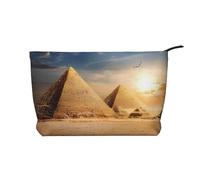 Piramide egiziana nel deserto con chiusura a cerniera borsa per il trucco in velluto a coste organizer multifunzionale 22 x 7 x 17 cm per viaggi, campeggio, vacanze, fitness, Nero , Taglia unica