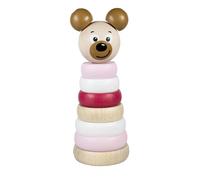 Piramide in legno con testa d'orso rosa