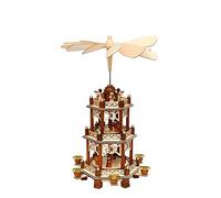 Dekohelden24 Piramide in legno naturale/marrone con 3 piani, ca. 19 x 16,5 x 43 cm