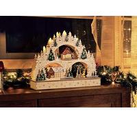 Piramide natalizia con candele a LED e funzione timer, decorazione natalizia, design in legno con scena invernale, arco luminoso illuminato