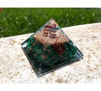 PIRAMIDE ORGONE GRANDE orgonite MALACHITE NATURALE A++ REIKI 5 CHAKRA + CD EBOOK