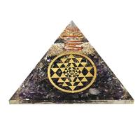 Piramide orgonica di ametista per campi elettromagnetici ed energia negativa - Piramide di cristallo di ametista naturale (Sri Yantra - rotonda)
