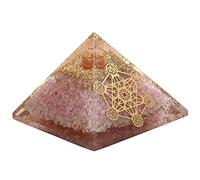 Piramide orgonica di quarzo rosa per vibrazioni d'amore, campi elettromagnetici e protezione dall'energia negativa - Piramide di cristallo di quarzo rosa naturale (cubo di Metatron - 7 chakra)