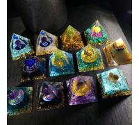 Piramide orgonitica artigianale con albero della vita, gioielleria per chakra, reiki, cristalli artificiali, yoga, decorazioni per ufficio Albero verde della vita,Albero dell'occhio di tigre,Tai Chi A