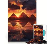 Piramidi al tramonto Riflette Puzzle da 1000 pezzi per adolescenti Puzzle intelligente Gioco di puzzle per momenti di relax Immagine da assemblare Regalo adorabile (38x52cm)