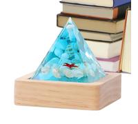 Piramidi di naturale, ornamenti per piramidi di | Illuminazione notturna a piramide con base in legno a LED, kit di piramide di ispiratore in legno per base e resina