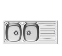 PIRAMIS Lavello SPARTA inox cm 116 2 vasche e gocciolatoio laterale DESTRA