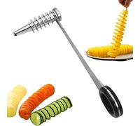 Piranha - Taglierina a spirale in acciaio inox, per verdure, portatile e creatività, per cetrioli, patate, carote, affettatrice manuale da cucina (1)