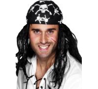 Pirata Bandana Teschio e Ossa Uomo Testa Sciarpa Costume Pirati Sostegno