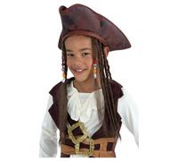 Pirata Cappello Con Rasta Caraibi Bambini Costume Accessorio Parrucca