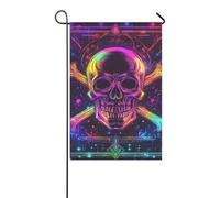 Pirata cranio tarocchi incandescente vacanze bandiere banner all'aperto per la decorazione del portico 12x18 pollici doppio lato