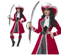 Pirata Deluxe Autentico Donna Capitano Costume Donna Bucaniere Costume S-L
