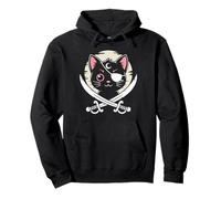 Pirata Gatto Nero Carino Kawaii Goth Ragazza Vestiti Rosa Goth Felpa con Cappuccio