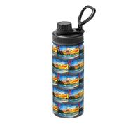 Pirata Nave nel Tramonto Stampa 18oz Bollitore Sportivo Isolato Portatile In Acciaio Inox per Palestra Campeggio