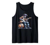 Pirata seduta su un barile suonare la chitarra elettrica divertente Canotta