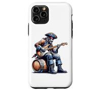 Pirata seduta su un barile suonare la chitarra elettrica divertente Custodia per iPhone 11 Pro