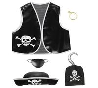 W WIDMANN MILANO Moda per feste, Costume completo da pirata, Gilet elegante, Cappello iconico, Benda sull'occhio, Uncinetto, Leggero, Resistente, Ottimo per le feste, Facile da pulire