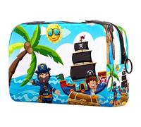 Pirate at Island, trousse da donna, per articoli da toeletta da viaggio, grande, pratica borsa organizer con cerniera, Multi, 18.5x7.5x13cm/7.3x3x5.1in, Beauty case