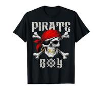 Pirate Boy Jolly Roger, Bandiera e Teschio, Ossa Incrociate per Halloween Maglietta