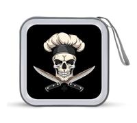 Pirate Cook Skull Chef CD Case Holder Portable 40 Capacità DVD Wallet Storage Organizer per Auto Viaggi, Stile:, Taglia unica