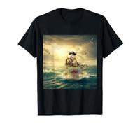 Pirate Corgi navigando una tazza da tè gigante attraverso l'oceano Maglietta