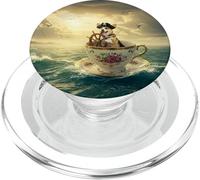 Pirate Corgi navigando una tazza da tè gigante attraverso l'oceano PopSockets PopGrip per MagSafe
