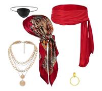 Pirate Costume Women Accessories - Decorative Cosplay Scarf Sash Belt Patch Combo, Uniquee Masquerade Ensemble Enhancing Adventurous Appearance, Lightweight Party Pieces | Creativee Photoshoots Events