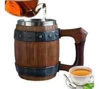 Pirate Cup - Barrel Brown Classic Design, Vintage Faux Oak Wood Beer Mug | Retro Mug tazza in acciaio inox resina boccale da birra medievale, 19 x 14 x 11 cm