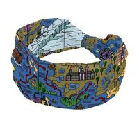 Pirate Fantasy Map Fasce larghe per le donne fasce elastiche per la testa antiscivolo fascia per capelli turbante per allenamento yoga sport corsa