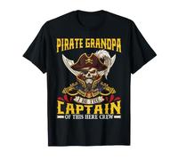 Pirate Grandpa I Be The Capitan This Here Crew Skull Swords Maglietta