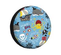 Pirate Marine Animals Rv - Copertura per pneumatici di ricambio regolabile, copertura per pneumatici di ricambio per caravan, 14-17 pollici, per rimorchi, SUV, camion e molti