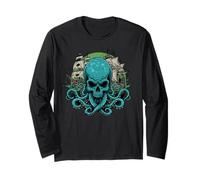 Pirate Octopus Skull Ship Kraken Sea Monster Uomini Donne Bambini Maglia a Manica