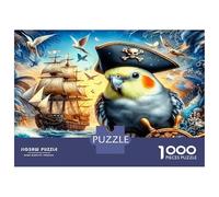 Pirate Parrot Ship 1000 Pezzi Set Puzzle Nautical Adventure Fun Puzzle Per Adulti Cartone Riciclato - Sfida Educativa, Gioco in Casa, Super Idea Regalo Per Tutti I Fan 52x38cm/1000pcs