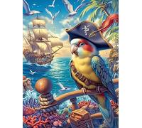 Pirate Parrot with A Vintage Sailing Ship Puzzle 300 Pezzi Per Regalo Cartone Di Alta Qualità Per Adulti E Bambini Wildlife Pet Con Confezione Regalo Per Tutte Le Occasioni Qualità Premium 300 PCS