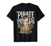 Pirate Princess Cat Kitten Treasure Chest Caribbean Look Maglietta