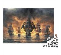 Pirate Ship Battle Colourful Dark Ghost Pirates 1000 Pieces Jigsaw for Adults The Impossible Challenge Brain Development 52x38cm/1000pcs