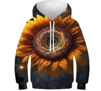 Pirate Ship Colorful1 Felpa con cappuccio per bambini ragazzi ragazze pullover felpa con cappuccio divertente stampa 3D top pullover abbigliamento sportivo giovanile, Girasole Universo 4, 12-14 Years