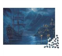 Pirate Ship Night Voyage Puzzle Classico 1000 Pezzi Per Uomini E Donne Attività Per Feste Arredamento Casa Prodotto Durevole Decorazione Casa Materiali Ecologici 38x26cm/1000pcs