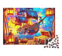 Pirate Ship Treasure Hunt 1000 Pezzi Cartone Spesso Puzzle Fai Da Te Per Bambini Principianti Gioco Divertente Impegnativo Sollievo Dello Stress Idea Regalo 38x26cm/1000pcs