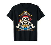 Pirate Skeleton Gamer Parrot Lazy Halloween Costume Kids Maglietta