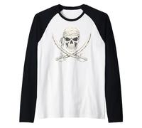 Pirate Skull And Crossbones Skeleton Halloween for Kids Boys Maglia con Maniche Raglan