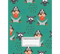 Pirate, Skull and Hearts Composition Notebook - Wide Ruled, Glossy Cover, 7.5 x 9.25 Inches, 120 Pages: Fun Pirate-Themed Notebook for Kids - Ideal for School, Writing, Journaling, or Gift Giving