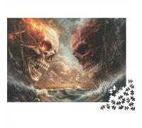 Pirate Skull Battle 1000 Piece Puzzle, Fantasy Art Print, Educational Toy, Creative Gift for Men Women