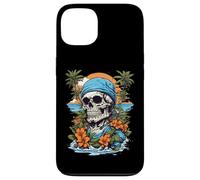Pirate Skull Tropical Hawaiian Beach Tramonto Luau Vacanza Custodia per iPhone 13