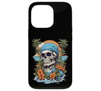 Pirate Skull Tropical Hawaiian Beach Tramonto Luau Vacanza Custodia per iPhone 13 Pro