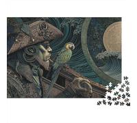 Pirate with Parrot Art Print Jigsaw Puzzle Impossible 1000Pcs Decorazione Per La Casa. Giochi Rilassamento E Intelligence Per Adulti E Bambini Da 12 Anni 38x26cm/1000pcs