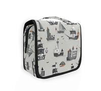 Pirates Design Grigio Design borsa da toilette per le donne con gancio appeso Borsa portabloiletry appeso con scomparti e maniglia